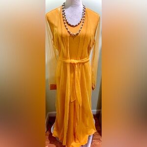 Mustard Yellow Maxi Shift W Matching Sheer Maxi Duster. BRING ON AUTUMN! 🍁🍁🍁🍁🍁